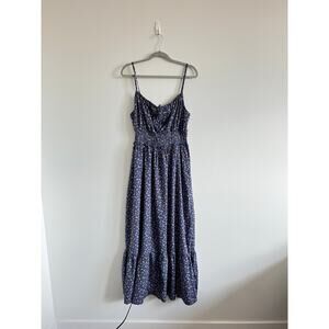 Inspired Hearts Blue & Pink Ditsy Floral Maxi Dress 1X Cottagecore Prairie Summe